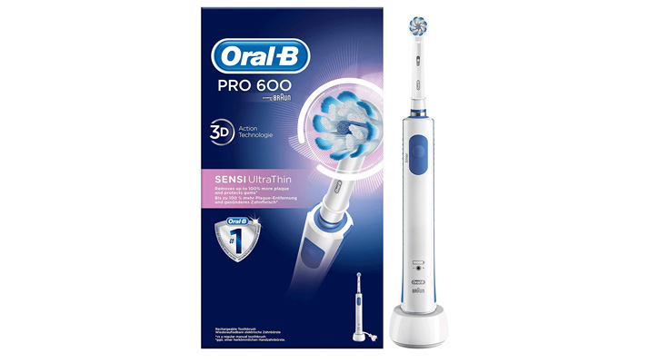 Oral-B PRO 600 Sensi Ultrathin - Cepillo de Dientes Eléctrico Recargable con Tecnología de Braun