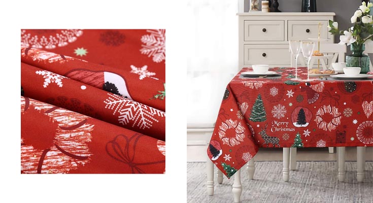 LinTimes - Mantel con motivos navideños impermeable y lavable ideal para Navidad